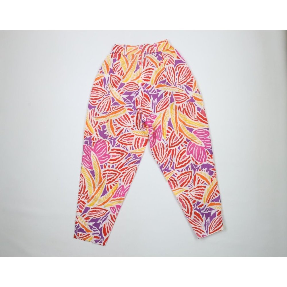Vintage 80s Streetwear Womens 8 Rainbow Abstract Pleated Parachute Harem Pants